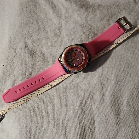 NEW Large Faced Santini Watch Bright Pink Face‎ & Silicone Band Rotating Bezel - Picture 4 of 6